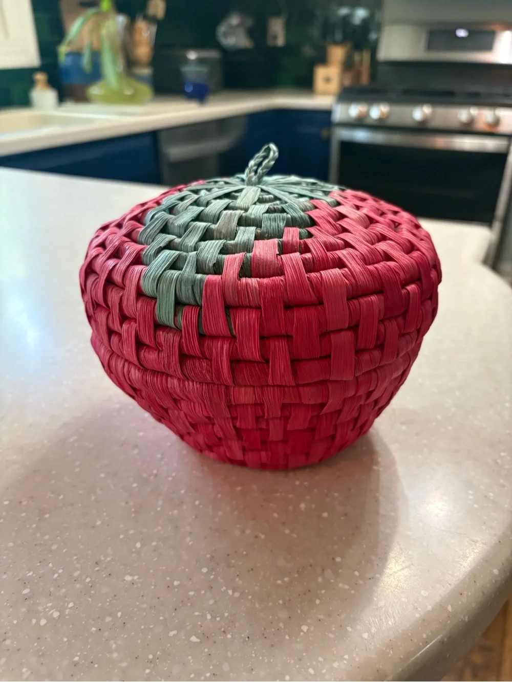 Handwoven Red & Green Fruit Basket Box